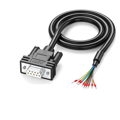 Picture of DB9 Female RS232 Serial Extension Cable,26AWG tinned copper，D-SUB 9-Pin Gold Plated Connector with Bare Wire End Cable,26AWG 9 Wire All is Provided With Wiring Terminals-Black (DB9 Female 5FT)
