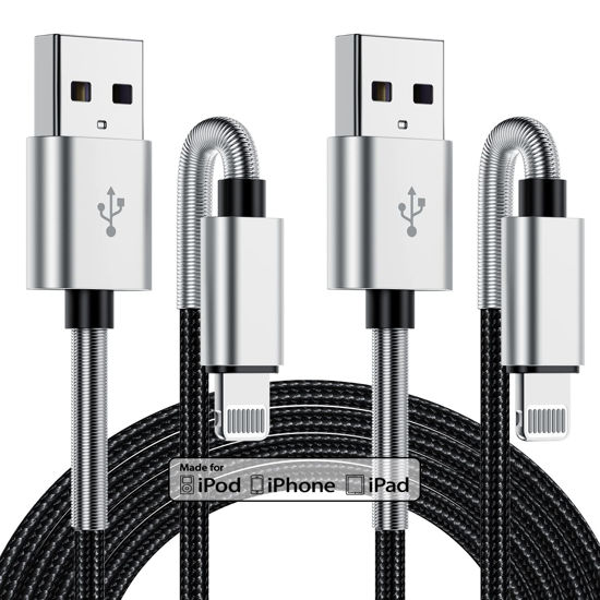 Picture of 2Pack 10ft iPhone Charger Cable, [ Apple MFi Certified ] Long Lightning Cable 10 Foot, High Fast 10 Feet Apple Charging Cable Cord for Apple iPhone 14/14 Pro Max/13 Mini/12/11/XS/XR/8/7Plus/6s/5s iPad