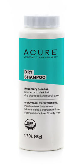 Picture of Acure Dry Shampoo - Brunette to Dark Hair - Powder Hair Care for Brunette - Refresh Treated Color Tinted Hair & Extend Cleansing with Cocoa & Rosemary Formula - 100% Vegan - 1.7 Fl Oz Travel Pack Size