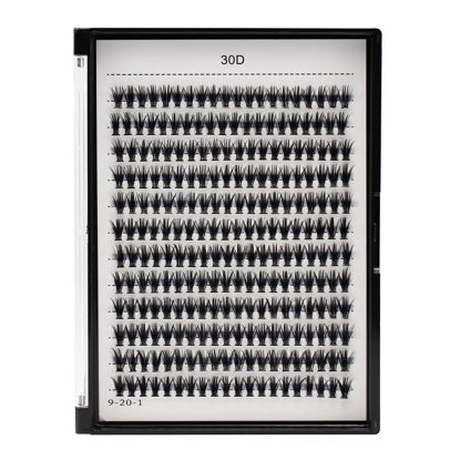 Picture of Bodermincer 240pcs Large Tray 10D/20D/30D Cluster Eyelashes to Choose D Curl False Lashes Professional Makeup Individual Cluster Eye Lashes (30D-D Curl-10mm)