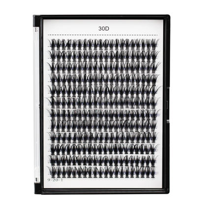 Picture of Bodermincer 240pcs Large Tray 10D/20D/30D Cluster Eyelashes to Choose D Curl False Lashes Professional Makeup Individual Cluster Eye Lashes (30D-D Curl-20mm)
