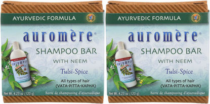 Picture of Auromere Ayurvedic Shampoo Bar - Eco Friendly, Handmade, Vegan, Cruelty Free, Natural, Non GMO, All in One Bar for Soap and Shampoo (4.23 oz), 2 pack