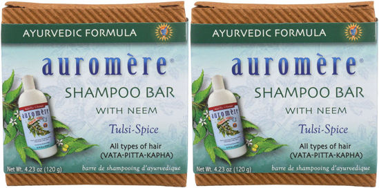 Picture of Auromere Ayurvedic Shampoo Bar - Eco Friendly, Handmade, Vegan, Cruelty Free, Natural, Non GMO, All in One Bar for Soap and Shampoo (4.23 oz), 2 pack