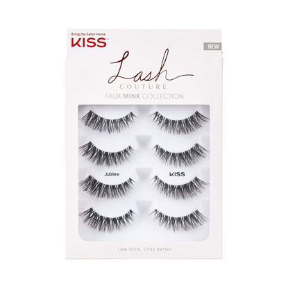 Picture of KISS Lash Couture Faux Mink False Eyelashes Multipack, Knot-Free Lash Band, Reusable, Contact Lens Friendly, Easy To Apply, Ultrafine, Tapered, Synthetic Fake Lashes, Style Jubilee, 4 Pairs