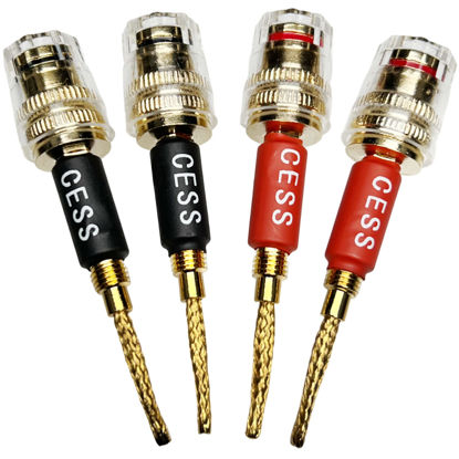 Picture of CNCESS CESS-220 Pin Banana Plug to 4mm Female Banana Jack/Speaker Wire, 4 Pack (Braided-Type to 4mm)