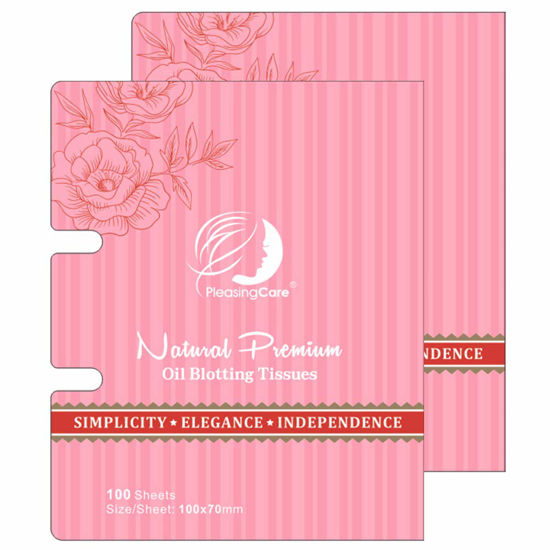 Picture of Natural Facial Oil Absorbing Tissues - Face Oil Blotting Paper Sheets (Rose - 2 Pack)