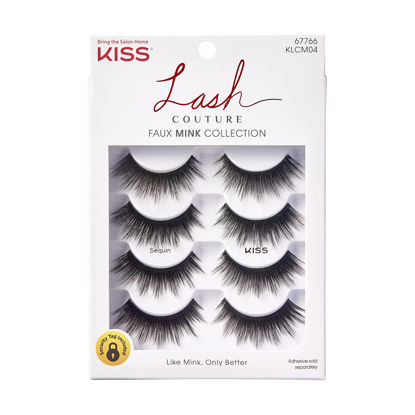 Picture of KISS Lash Couture Faux Mink False Eyelashes Multipack, Knot-Free Lash Band, Reusable, Contact Lens Friendly, Easy To Apply, Ultrafine, Tapered, Synthetic Fake Lashes, Style Sequin, 4 Pairs