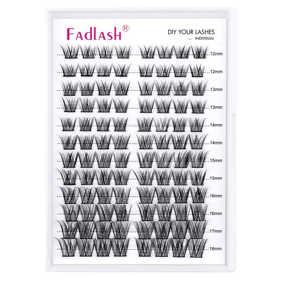 Picture of Individual Lashes 96 pcs D Curl Lash Clusters Mixed Length Individual Lash Extensions Cluster Lashes DIY Lash Extension Supplies Eyelash Clusters (F4-0.07D, 12-18mm)