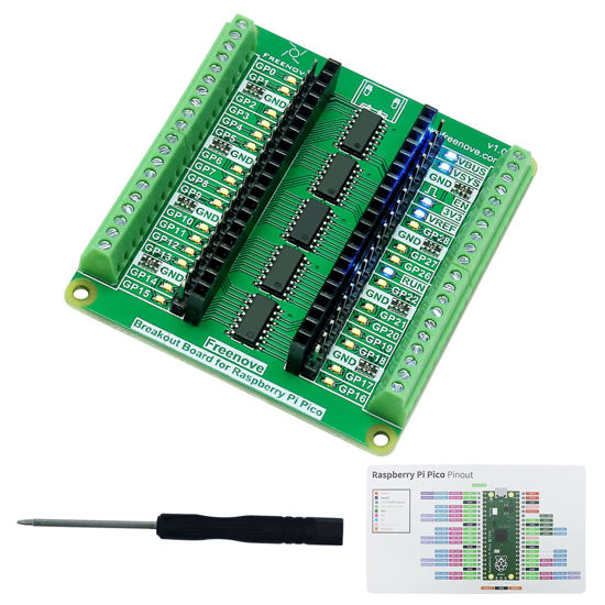 Picture of FREENOVE Breakout Board for Raspberry Pi Pico/Pico H/Pico W, Terminal Block Shield with Pin Header, GPIO Status LED