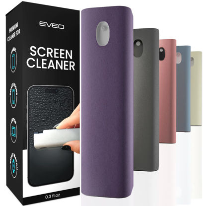 Picture of EVEO Screen Cleaner Spray and Wipe - Computer Screen Cleaner, Laptop Screen Cleaner, MacBook & iPad Screen Cleaner, iPhone Cleaner, Car Screen Cleaner, 2in1 Touchscreen Mist Cleaner- (0.3 oz) Purple