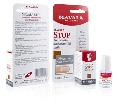 Picture of Mavala Stop Deterrent Nail Polish Treatment | Nail Care to Help Stop Putting Fingers In Your Mouth | Bitter Taste| Easy Application | For Ages 3+ | 0.17 oz