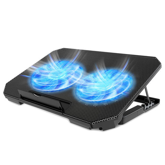 Picture of LIENS Laptop Cooling Pad with Adjustable Height Two 5.1 Inches Fan 2 USB Ports Suitable for 12"-15.6" Laptops（Black）