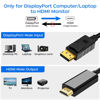 Picture of QINGLER Displayport to HDMI Cable 6 Feet 2-Pack, Display Port (DP) to HDMI Adapter Male to Male Cord Converter for PC to HDTV, Monitor, Projector