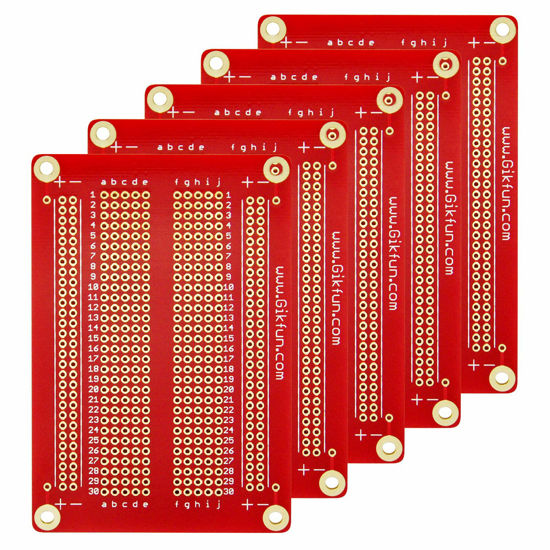 Picture of Gikfun Solder-able Breadboard Gold Plated Finish Proto Board PCB DIY Kit for Arduino (Pack of 5PCS) GK1007