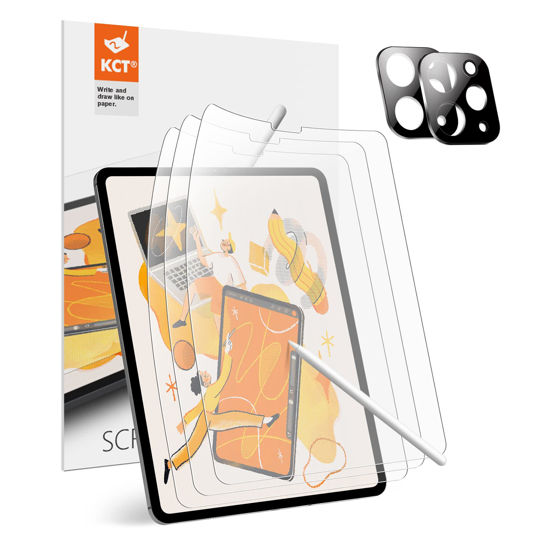 Picture of KCT [3+2 Pack Paper Screen Protector Compatible with iPad Pro 12.9 (2022 & 2021 & 2020 Model), Draw Like Paper, Easy Installation, Anti-Glare & Matte - Camera Lens Protector Black