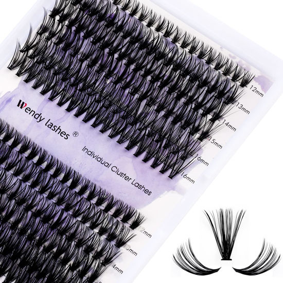 Picture of Cluster Eyelashes 30D/40D 240PCS 12-16mm Mixed Individual Lashes C/D Curl 0.07mm Matte Black Cluster Eyelash Extensions Soft Lightweight Individual Lashes Cluster 3D Effect (30/40D-C, 12-16mm Mixed)