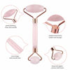 Picture of Skincare Pink Rose Quartz Real Jade Crystal Gem Stone Marble Cuarzo Ice Cold Flawless Facial Face Roller Massager For Face And Eye Puffiness Wrinkle