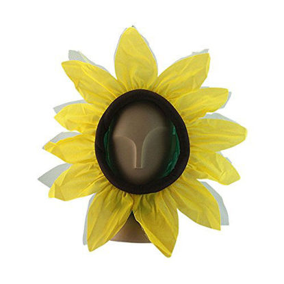 Picture of Kids Funny Sunflower Hat Cap Hood Headgear Performance Cosplay Prop Costume Accessories Mask for Child Green