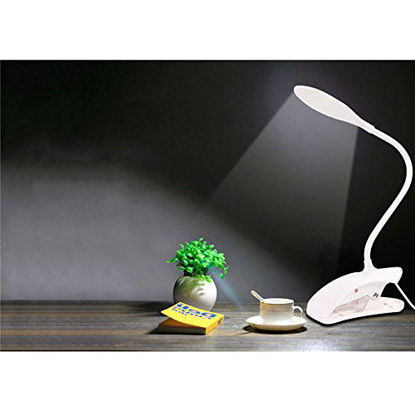 Picture of LED Clip Reading Lights,USB Cable Powered Eye Protection Table Lamp with 360 Degrees Flexible Neck Night Light Clip on for Desk Bed Headboard ECT. - Pink