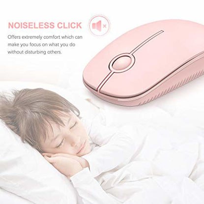 Picture of Jelly Comb 2.4G Slim Wireless Mouse with Nano Receiver, Less Noise, Portable Mobile Optical Mice for Notebook, PC, Laptop, Computer, MacBook (Pink)