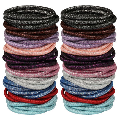 Picture of Assorted Twinkling Hair Ties For Women or Girls, 120 Pcs Hair Rubber Bands for Medium to Thick Hair Girl's Hair Elastics Accessories Ponytail Holders (4mm)