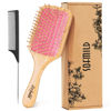 Picture of Sofmild Hair Brush-Natural Wooden Bamboo Brush and Detangle Tail Comb Instead of Brush Cleaner Tool, Eco Friendly Paddle Hairbrush for Women Men and Kids Make Thin Long Curly Hair Health and Massage Scalp