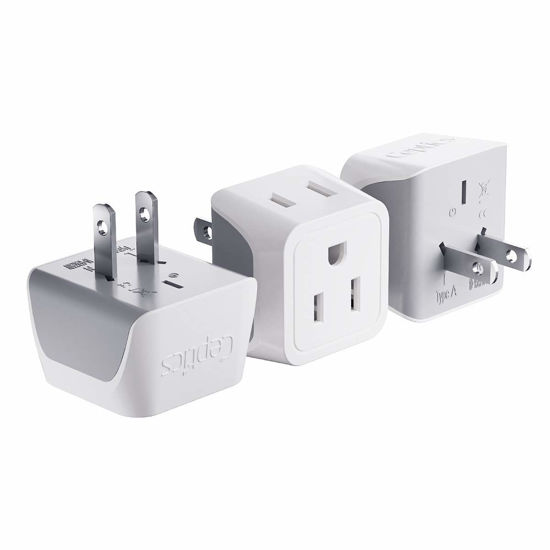 Picture of Ceptics Japan, Philippines Travel Adapter Plug - USA 3 Pin Polarized to 2 Prong Unpolarized - Type A (3 Pack) - Dual Inputs - Ultra Compact - Perfect for Cell Phones, Tablet, Camera Chargers (CT-6)