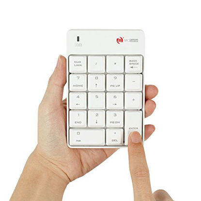 Picture of M MC Saite Wireless Numeric Keypad - with Nano Receiver,2.4G 18 Keys Numpad for Laptop Desktop PC Windows (White)