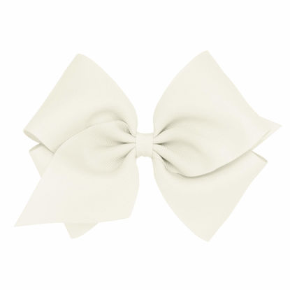 Picture of Wee Ones Girls' Classic Grosgrain Hair Bow on a WeeStay Clip with Plain Wrap, Mini King, Antique White