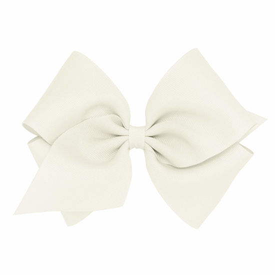 Picture of Wee Ones Girls' Classic Grosgrain Hair Bow on a WeeStay Clip with Plain Wrap, Mini King, Antique White