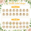 Picture of 16 Pieces Wooden Baby Monthly Milestone Cards Baby Monthly Milestone Marker Discs Double Sided Monthly Milestone Wooden Circles Baby Months Signs for Baby Shower Newborn Photo Props(Flower)