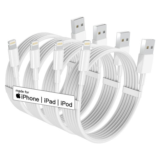 Picture of 4 Pack [Apple MFi Certified] Apple Charger Cables 6ft Cords, iPhone Charger Lightning Cable 6 Foot, Fast iPhone Charger Cord for iPhone 13 Pro Max/iPhone 13/12Pro Max/12 Pro/11/XS/XR/X/8, AirPods