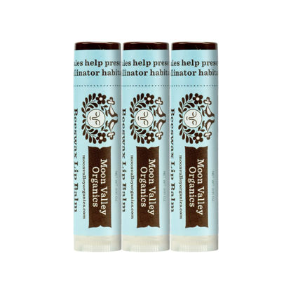 Picture of Beeswax Lip Balm, Cool Mint Vanilla, Moon Valley Organics, Organic Ingredients, for Lips and Cuticles, Moisturizing, Three Pack Bundle