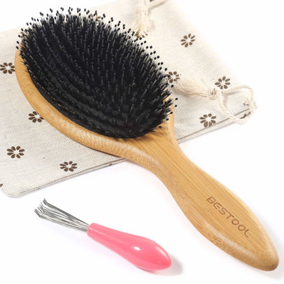 Picture of BESTOOL Hair Brushes for Women men Kid, Boar & Nylon Bristle Brush for Wet/Dry Hair Smoothing Massaging Detangling, Everyday Brush Enhance Shine & Health