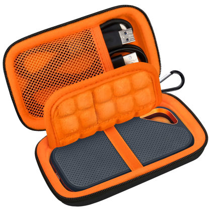 Picture of Lacdo Hard Carrying Case for SanDisk Extreme Pro/SanDisk Extreme Portable External SSD 500GB 1TB 2TB 4TB USB-C Solid State Drive EVA Shockproof Protective Storage Travel Bag, Black+Orange