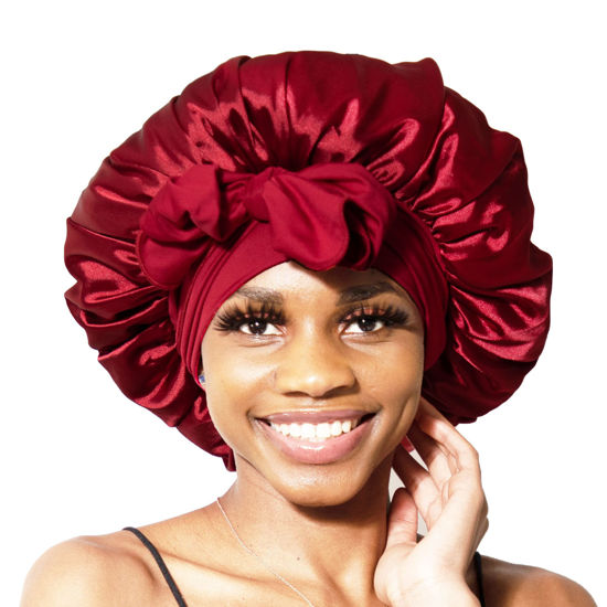 GetUSCart- BONNET QUEEN Silk Bonnet for Sleeping Satin Bonnet Hair Bonnet  for Sleeping Night Bonnet Sleep Bonnet with Tie Band for Women Natural Hair