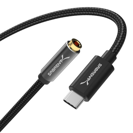 Picture of SABRENT USB Type C to 3.5mm Dual Function Audio Jack Active Adapter 20" Cable (CB-UC35)