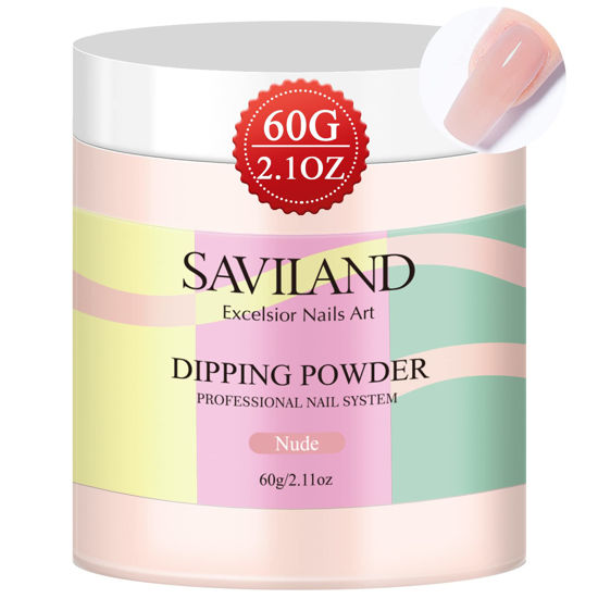 Picture of Saviland Nudes Dip Powder - 2.1oz Dip Powder Dipping Powder for Natural French Nail Art Manicure, Strengthen Nail, Easy for Nail Beginners to Use No Nail Lamp Needed, Gifts for Women