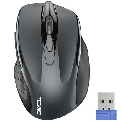 Picture of TECKNET Wireless Mouse, 2.4G Ergonomic Optical Mouse, Computer Mouse for Laptop, PC, Computer, Chromebook, Notebook, 6 Buttons, 24 Months Battery Life, 2600 DPI, 5 Adjustment Levels