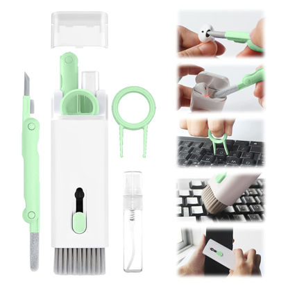 Picture of 7 in 1 Airpod Cleaner Kit, Multi-Function Earbud Cleaning Pen for Airpods Pro 1 2 3, Soft Brush Corner Gap Duster Keycap Puller Laptop Screen Keyboard Earbud Cleaner -5ml Screens Cleaners Spray