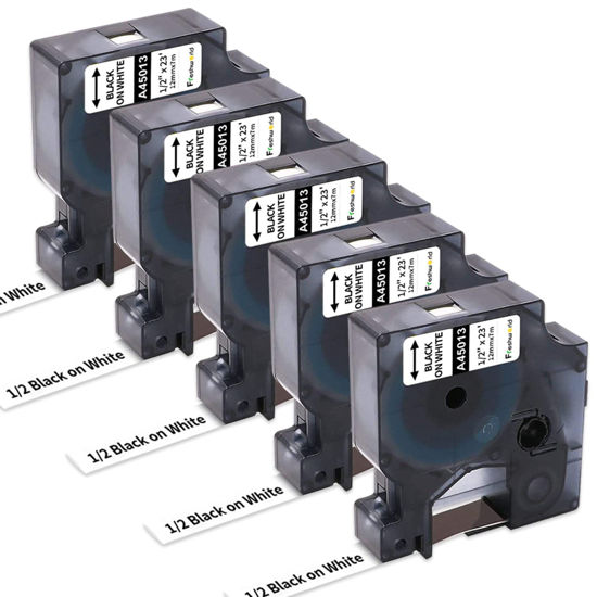 Picture of 5-Pack a45013 Compatible Dymo Label Maker Refills Dymo D1 Label Tape 45013 S0720530 Dymo d1 Labels, Black on White,1/2 Inch x 23Feet, for DYMO LabelManager 160 210D 260P 280 360D 420P 450D COLORPOP