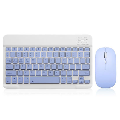 Picture of Ultra-Slim Bluetooth Keyboard Portable Mini Wireless Keyboard Rechargeable for Apple iPad iPhone Samsung Tablet Phone Smartphone iOS Android Windows (10 inch Purple)