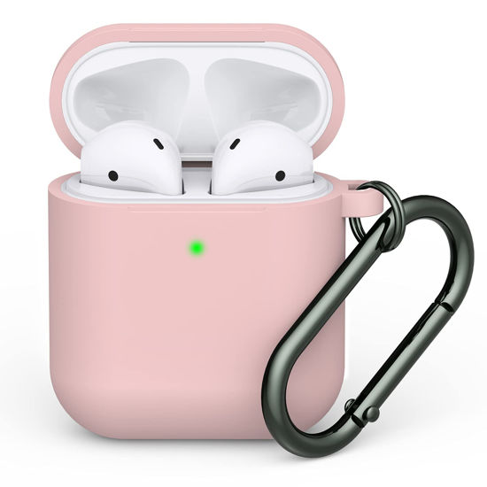 Picture of LELONG Compatible with AirPods Case Cover, Soft Silicone Protective Case Cover with Keychain Compatible with Apple AirPods 2nd 1st Charging Case Men Women [Front LED Visible] Light Pink