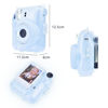 Picture of Rieibi Clear Case for Fuji Instax Mini 12/Polaroid mini 12, Case for Fujifilm Instax Mini 12 Instant Camera with Back Photos Pocket, Shoulder Strap and Beautiful Sticker - Blue