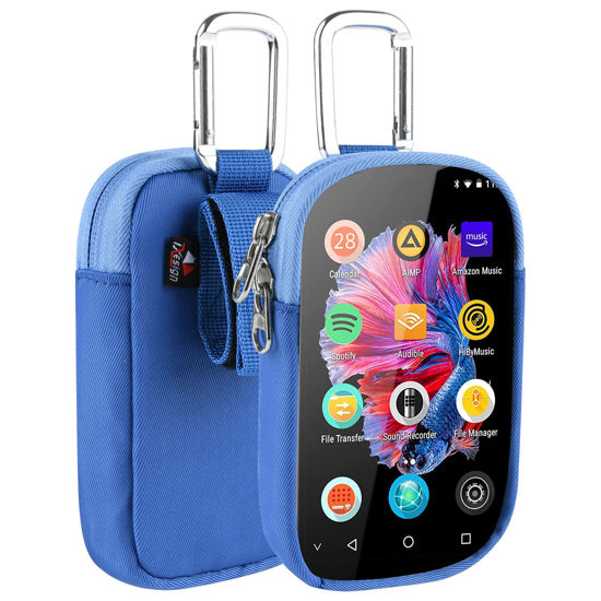 Picture of TXEsign MP3 & MP4 Player Carry Case Bag with Clear Window Travel Carrying Case for 4" Touch Screen MP3 MP4 Music Player Case Storage Bag with Inner Pocket for Earphones, USB Cable, Memory Card (Blue)