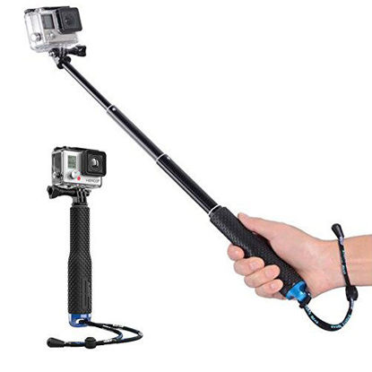 Picture of Walway 19'' Waterproof Underwater Hand Grip Adjustable Extension Selfie Stick Monopod Pole for GOPRO Hero 6/5/ 5 Session/ 4 Session/ 4/3+/ 3/2/1, GeekPro, AKASO, Xiaomi Yi, SJCAM (Blue)