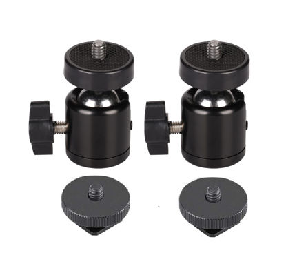 Picture of QYXINC Hot Shoe Mount Adapter 360 Degree Swivel Mini Ball Head with 1/4 inch Screw for DSLR Camera, Monitor, Gopro，Camcorder, Flash Light, Tripod, Microphone (2 Pack)