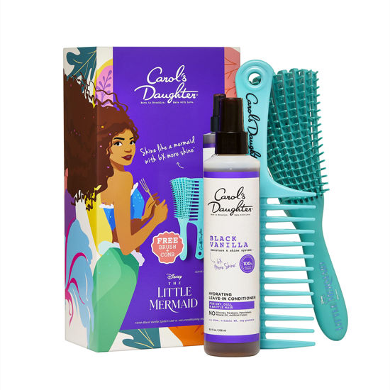 Picture of Carol's Daughter and Disney's The Little Mermaid Hair Care Gift Set for Curly Hair, Includes Black Vanilla Leave In Conditioner Spray, Kid's Brush and Comb, 8 Fl Oz