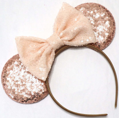 Picture of CLGIFT Beige Minnie Ears, Ivory Cream Minnie Ears, Silver White Minnie Ears, Mouse Ears, Silver Mickey Ears (Rose Gold)