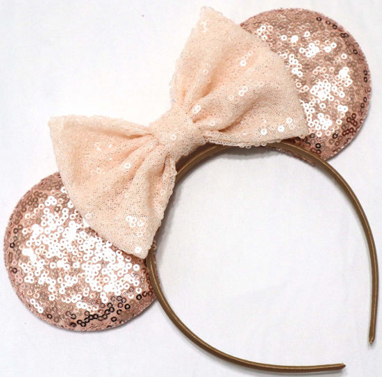 Picture of CLGIFT Beige Minnie Ears, Ivory Cream Minnie Ears, Silver White Minnie Ears, Mouse Ears, Silver Mickey Ears (Rose Gold)